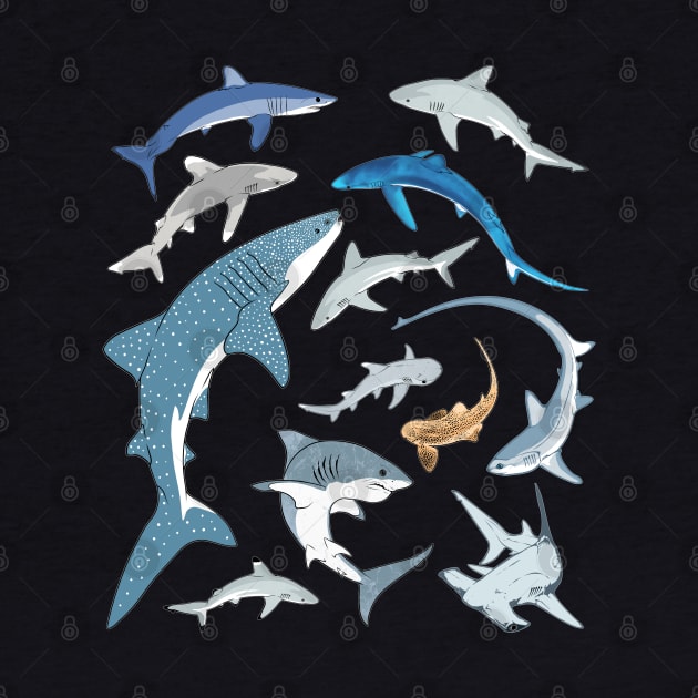 Whale Shark Blue Shark Mako Shark Species by NicGrayTees